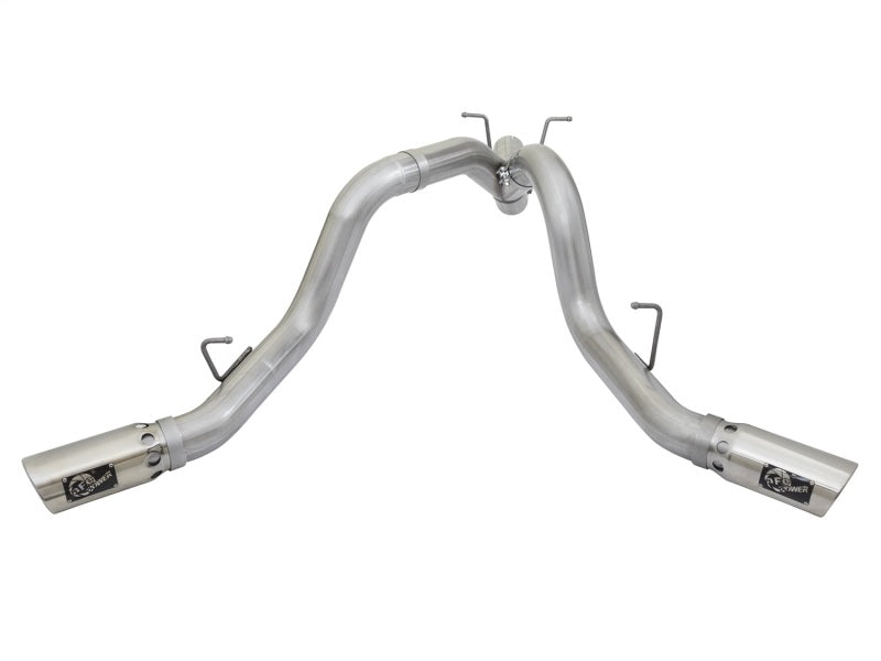 aFe ATLAS 4in DPF-Back Alum Steel Exhaust System w/Dual Exit Polished Tip 2017 GM Duramax 6.6L (td) - DTX Performance