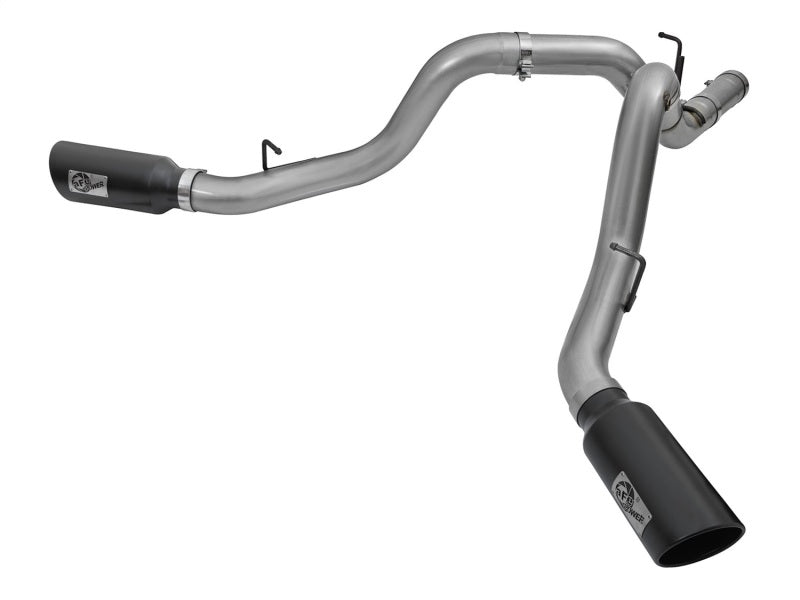 aFe LARGE Bore HD 4in Dual DPF-Back SS Exhaust w/Black Tip 16-17 GM Diesel Truck V8-6.6L (td) LML - DTX Performance