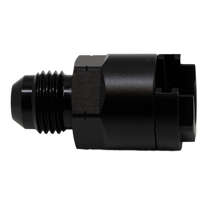 DeatschWerks 6AN Male Flare to 3/8in Female EFI Quick Connect Adapter - Anodized Matte Black - DTX Performance