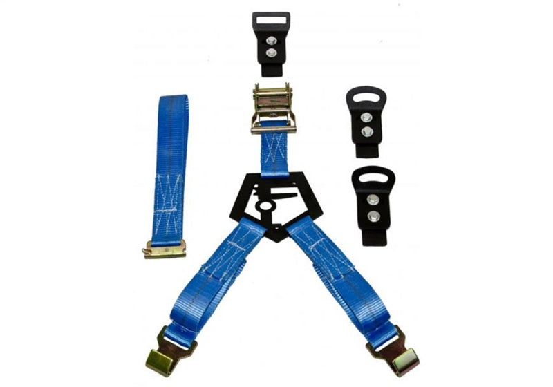 N-Fab Bed Mounted Rapid Tire Strap Universal - Gloss Black - Blue Strap - DTX Performance