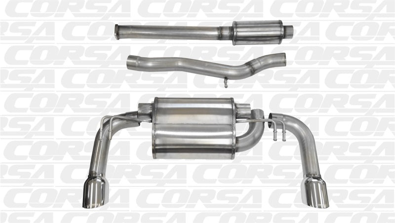 Corsa 08-14 Mitsubishi Lancer Evolution X Sedan 2.0L Polished Sport Dual Rear Cat-Back Exhaust - DTX Performance