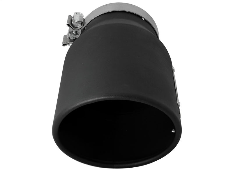 aFe MACHForce XP 5in 304 Stainless Steel Exhaust Tip 5 In x 7 Out x 12L in Bolt On Right - Black - DTX Performance