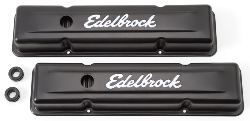 Edelbrock Valve Cover Signature Series Chevrolet 1959-1986 262-400 CI V8 Low Black - DTX Performance