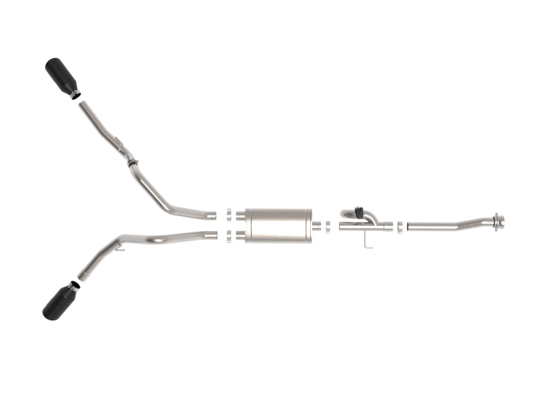 aFe Gemini XV 3in 304 SS Cat-Back Exhaust 2021 Ford F-150 V6 2.7L/3.5L (tt)/V8 5.0L w/ CO Black Tips - DTX Performance