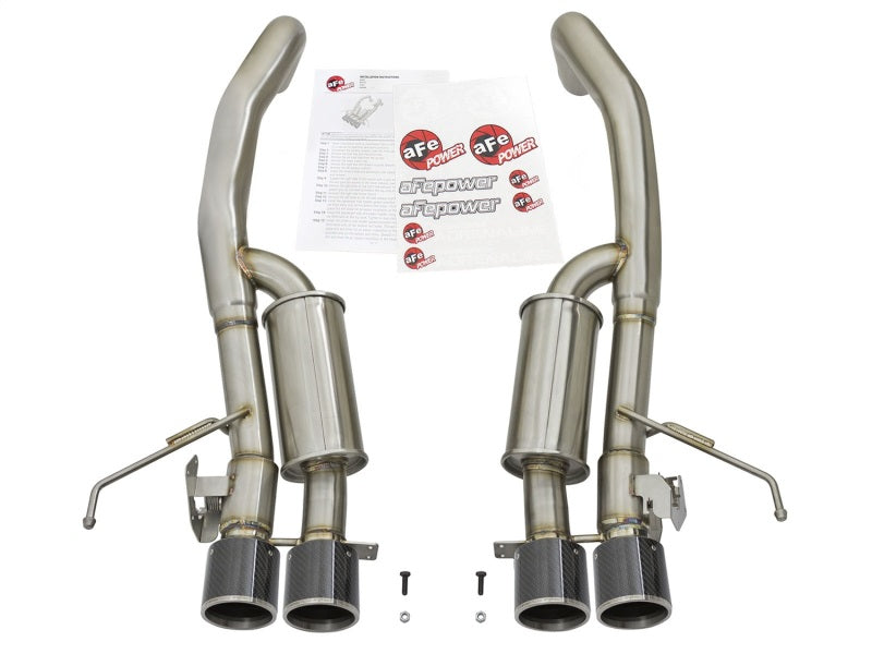 aFe MACHForce XP 3in -2 1/2in Axle Back SS Exhaust w/Carbon Fiber Tips 14-17 Chevy Corvette V8 6.2L - DTX Performance