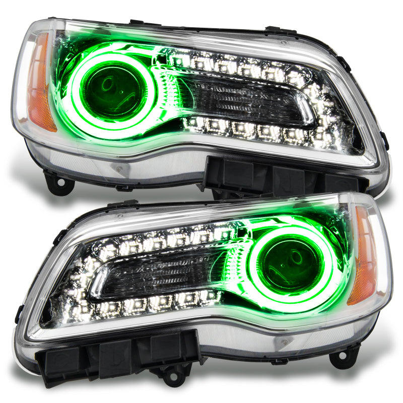 Oracle 11-14 Chrysler 300C NON HID LED Halo Headlights Chrome Housing - Green - DTX Performance