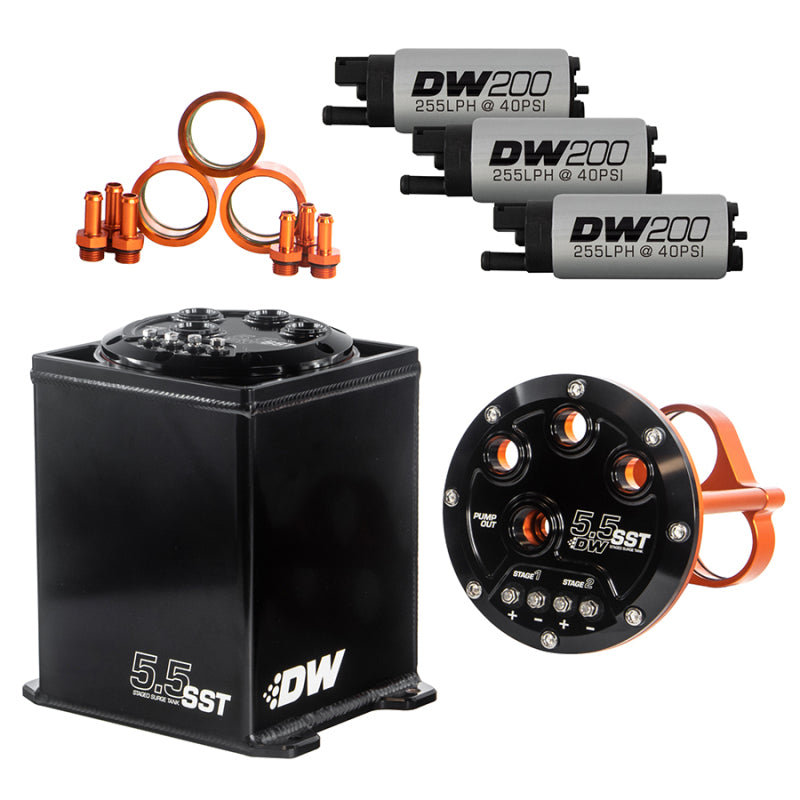 DeatschWerks 5.5L Modular Surge Tank Includes 3 DW200 Fuel Pumps - DTX Performance