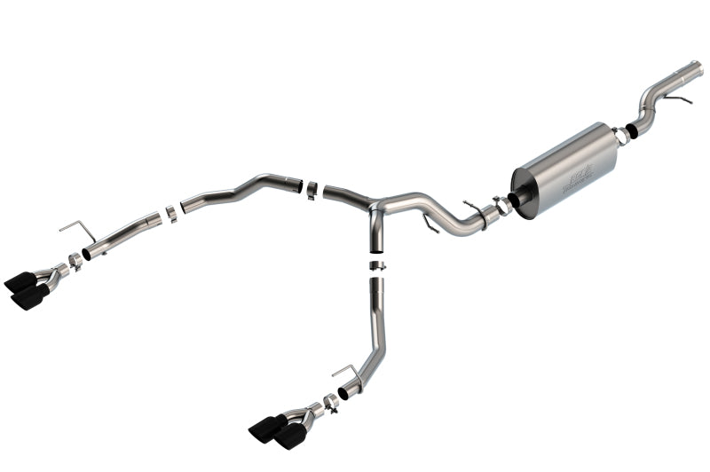 Borla 21-22 Chevrolet Tahoe 6.2L V8 2/4WD 4DR T-304 SS Touring Cat-Back Exhaust w/ Black Chrome Tips - DTX Performance