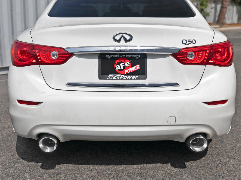 aFe Takeda 2.5in 304 SS Cat-Back Exhaust System w/ Polished Tips 16-18 Infiniti Q50 V6-3.0L (tt) - DTX Performance