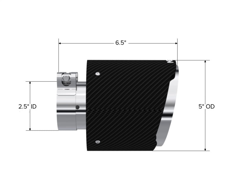 MBRP Universal Carbon Fiber Tip 2.5in ID / 5in OD Out / 6.5in Length Angle Cut Dual Wall - DTX Performance