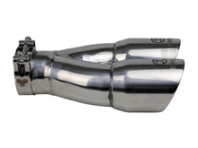 Load image into Gallery viewer, aFe Takeda 2.5in 304 Stainless Steel Clamp-on Exhaust Tip 2.5in Inlet 3in Dual Outlet - Polished - DTX Performance