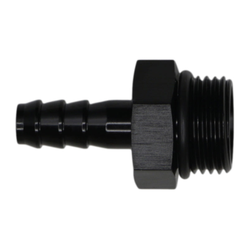 DeatschWerks 8AN ORB Male to 5/16in Male Triple Barb Fitting (Incl O-Ring) - Anodized Matte Black - DTX Performance