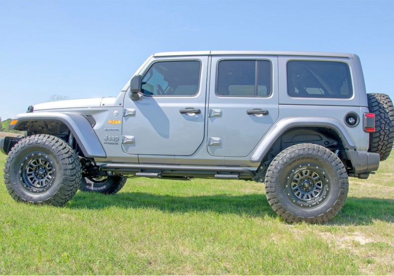 N-Fab RKR Rails 2018 Jeep Wrangler JL 4 Door Dab Length - Gloss Black - 1.75in - DTX Performance