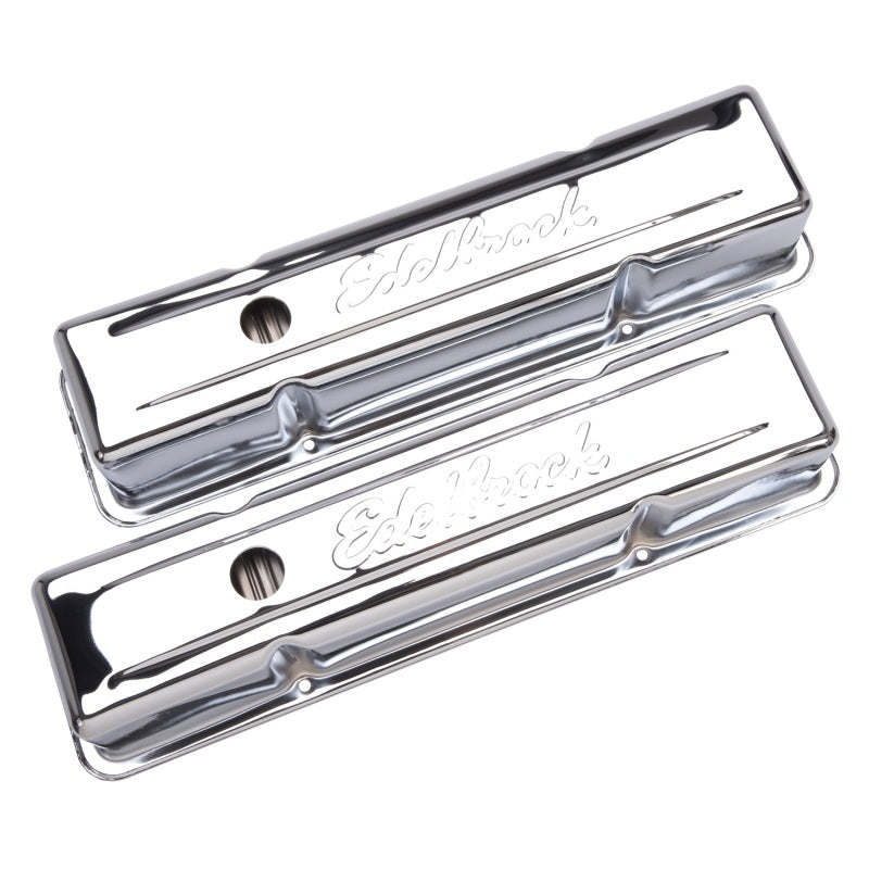 Edelbrock Valve Cover Signature Series Chevrolet 1959-1986 262-400 CI V8 Tall Chrome - DTX Performance