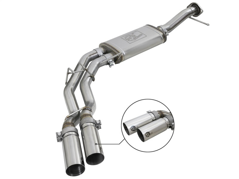 aFe Rebel Series 3in. to 2.5in. 409 SS C/B Exhaust 11-14 Ford F-150 V6-3.5L (tt) - Polished Tip - DTX Performance