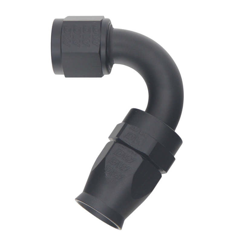 DeatschWerks 10AN Female Flare Swivel 120-Degree Hose End PTFE - Anodized Matte Black - DTX Performance