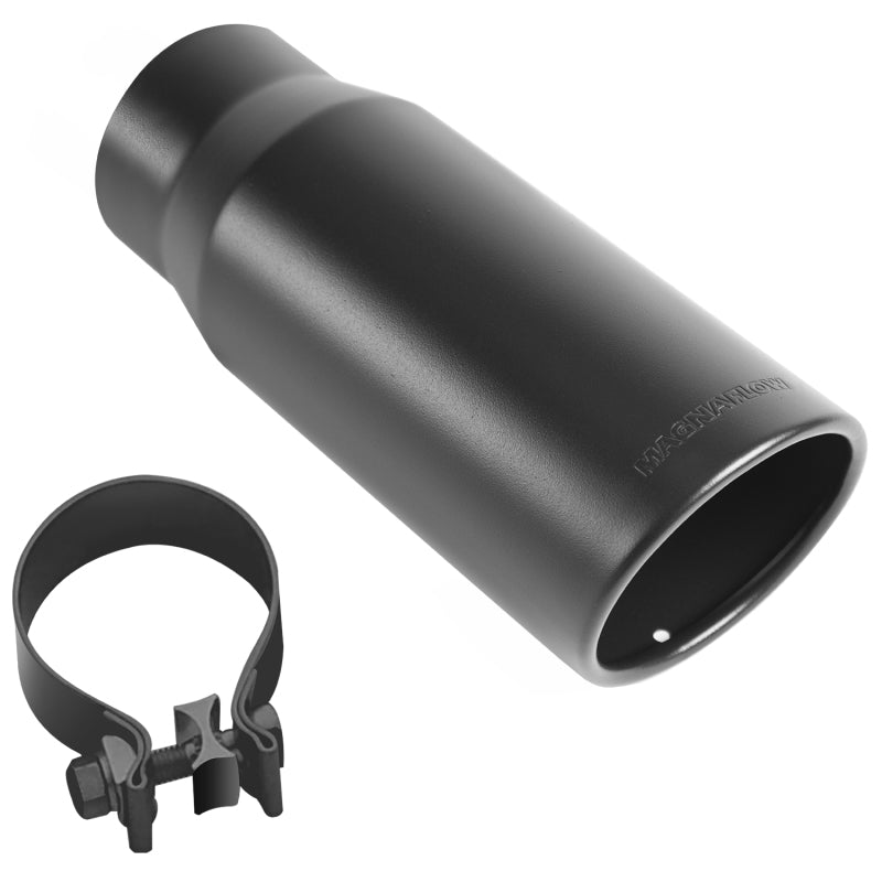 MagnaFlow Tip Stainless Black Coated Single Wall Round Single Outlet 5in Dia 3.5in Inlet 14.5in L - DTX Performance