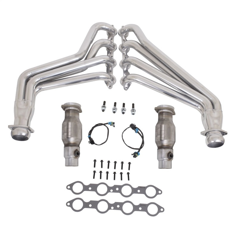 BBK 10-15 Camaro LS3 L99 Long Tube Exhaust Headers With Converters - 1-3/4 Silver Ceramic - DTX Performance