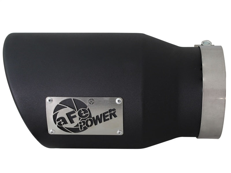 aFe MACHForce XP 5in 304 Stainless Steel Exhaust Tip 5 In x 7 Out x 12L in Bolt On Right - Black - DTX Performance