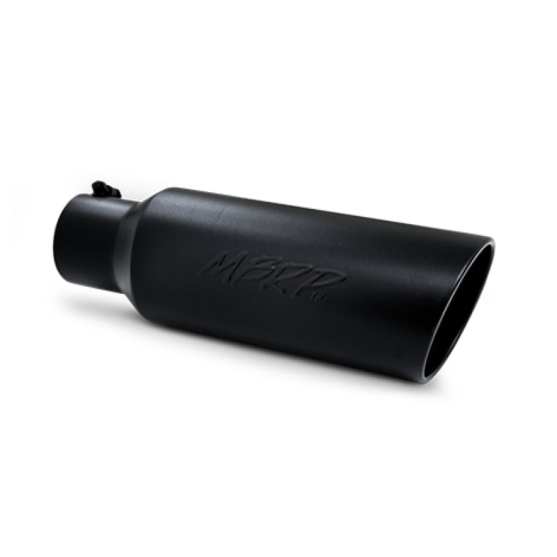 MBRP Universal Tip 6in OD Rolled End 4in Inlet 18in L Black Coated Exhaust Tip - DTX Performance