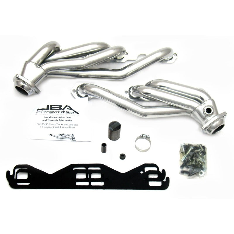 JBA 86-95 GM Truck 5.0L/5.7L SBC w/o A.I.R. 1-1/2in Primary Silver Ctd Cat4Ward Header - DTX Performance