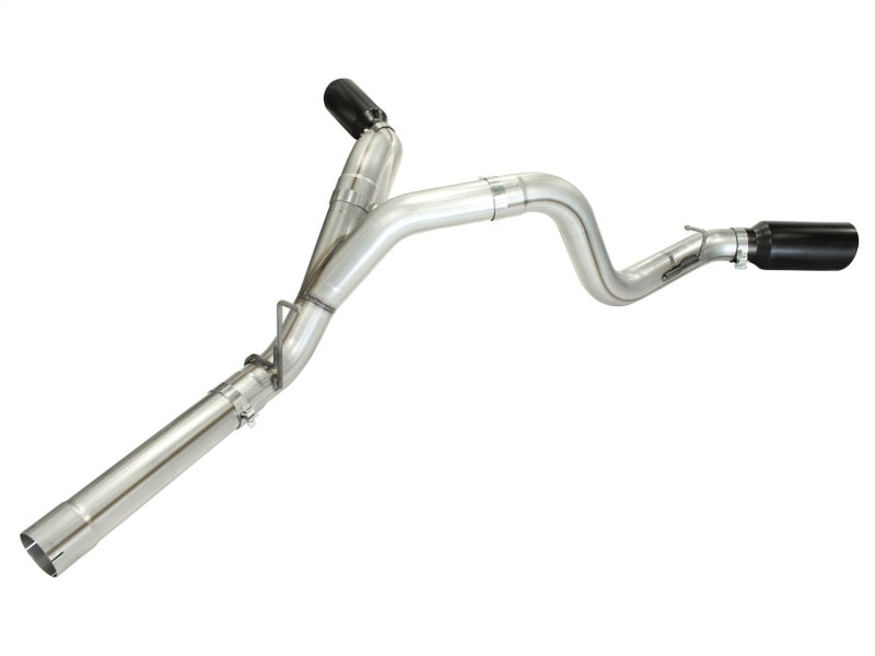 aFe MachForce XP Exhaust 4inch DP-Back All SS 2011-14 GM Diesel Trucks V8-6.6L LML Black Tips - DTX Performance