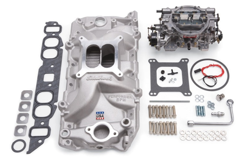 Edelbrock Manifold And Carb Kit Performer RPM Big Block Chevrolet Oval Port Natural Finish - DTX Performance