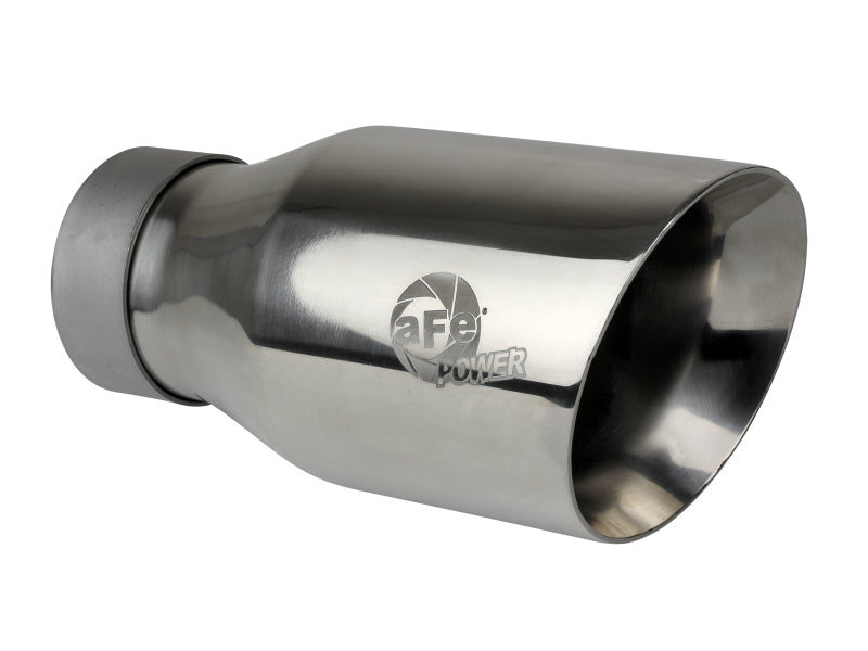 aFe MACH Force-Xp Univ 304 SS Double-Wall Clamp-On Exhaust Tip - Polished - 3in Inlet - 4.5in Outlet - DTX Performance