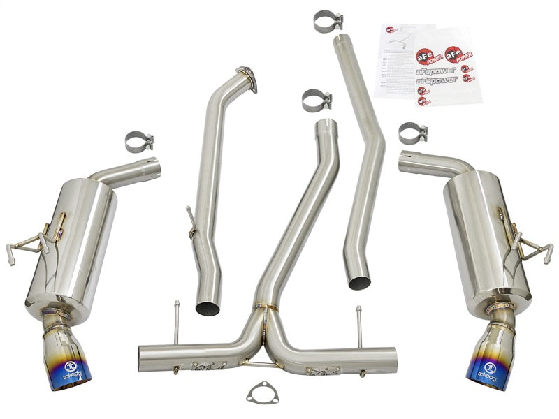 aFe POWER Takeda 16-17 Honda Civic I4-1.5L (t) 2.5-2.25in 304 SS CB Dual-Exit Exhaust Blue Tips - DTX Performance