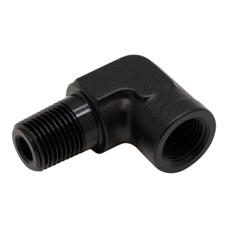 DeatschWerks 90-Degree 1/8in NPT Male to Female 1/8in NPT - Anodized Matte Black - DTX Performance