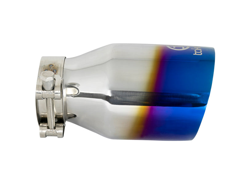 aFe Takeda 304 Stainless Steel Clamp-On Exhaust Tip 2.5in Inlet / 4in Outlet - Blue Flame - DTX Performance