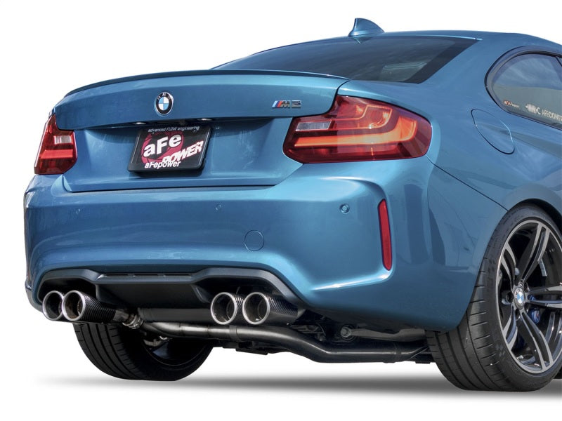 aFe MACHForce XP 3in - 2 1/2in Axle Back 304SS Exhaust w/ Carbon Fiber Tips 16-17 BMW M2 (f87) - DTX Performance