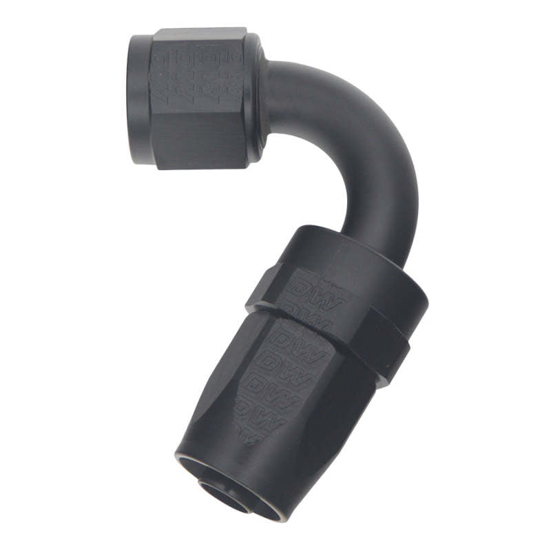 DeatschWerks 8 AN Female Flare Swivel 120-Degree Hose End CPE - Anodized Matte Black - DTX Performance