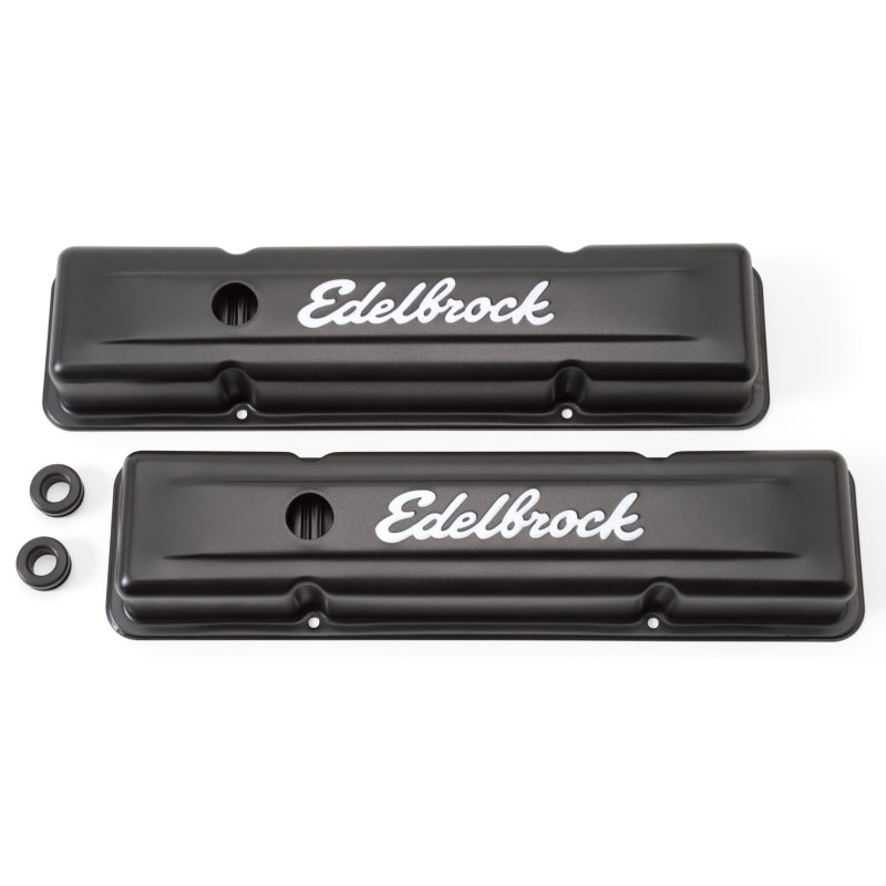 Edelbrock Valve Cover Signature Series Chevrolet 1959-1986 262-400 CI V8 Low Black - DTX Performance