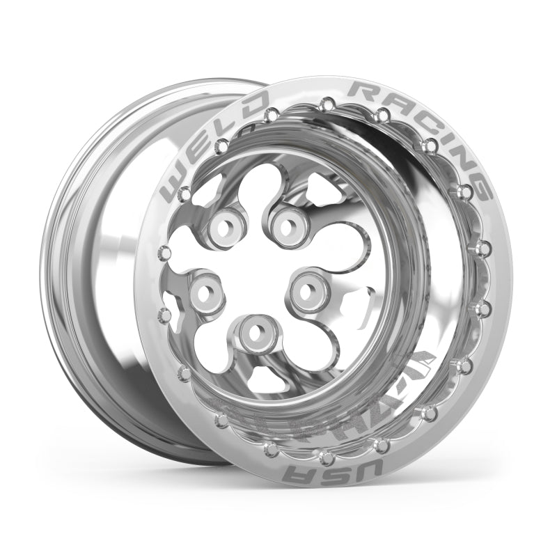 Weld Alpha-1 15x13 / 5x4.5 BP / 3in. BS Polished Wheel - Polished Double Beadlock MT - DTX Performance