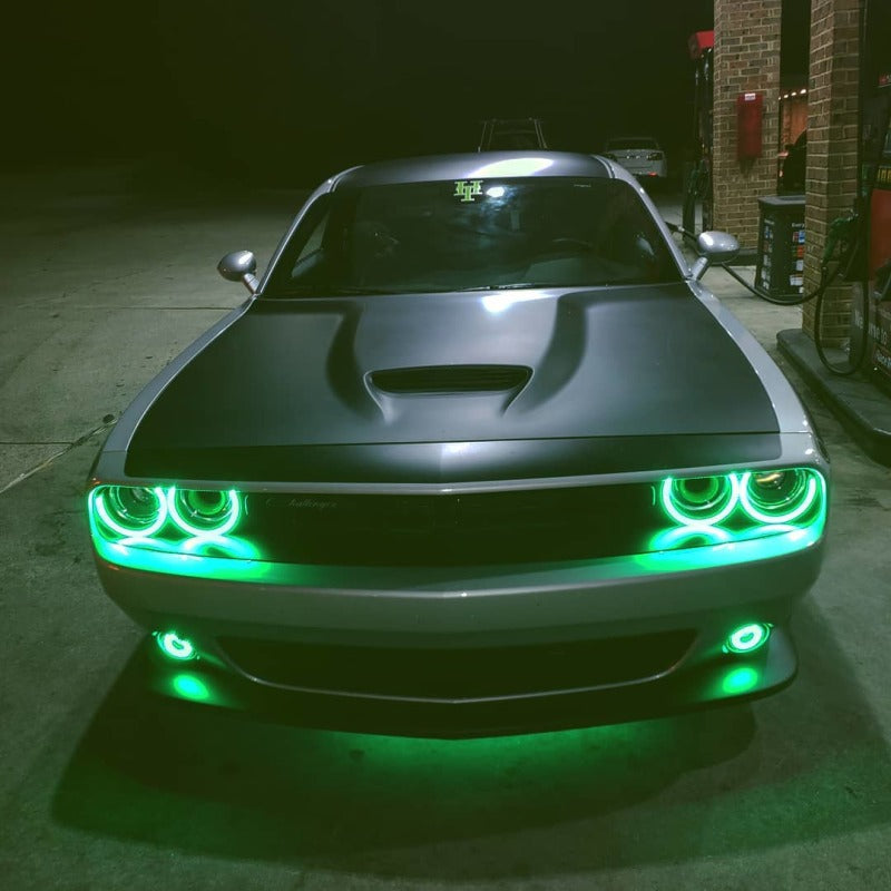 Oracle 15-21 Dodge Challenger Waterproof LED Fog Light Halo Kit - ColorSHIFT - DTX Performance