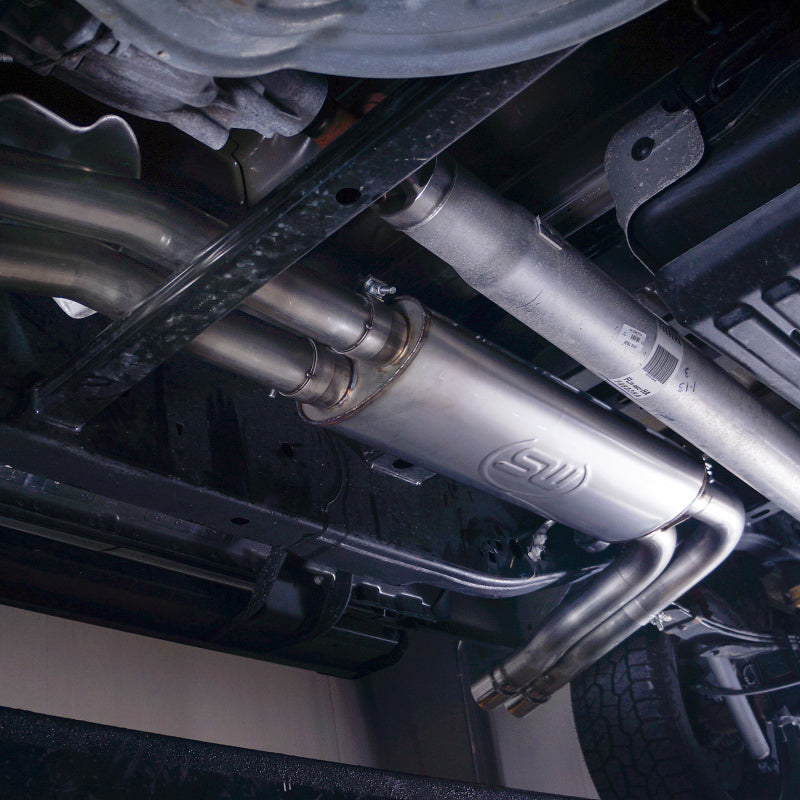 Stainless Works 2015-18 F-150 Exhaust X-Pipe Resonator Muffler Exits In Front Of Passenger Rear Tire - DTX Performance