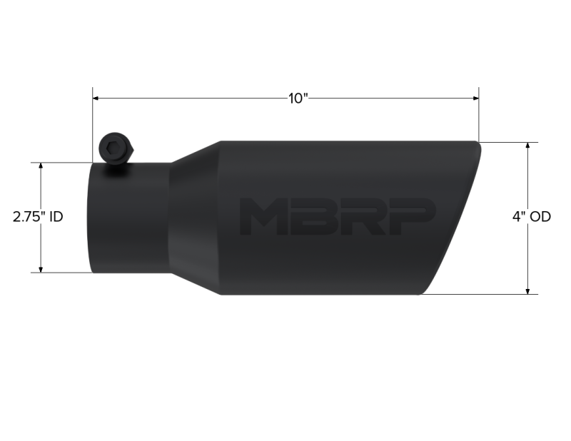 MBRP Universal Angled Rolled End Tip 4in OD / 2-3/4in Inlet / 10in Length - Black - DTX Performance