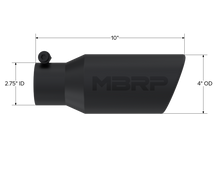 Load image into Gallery viewer, MBRP Universal Angled Rolled End Tip 4in OD / 2-3/4in Inlet / 10in Length - Black - DTX Performance