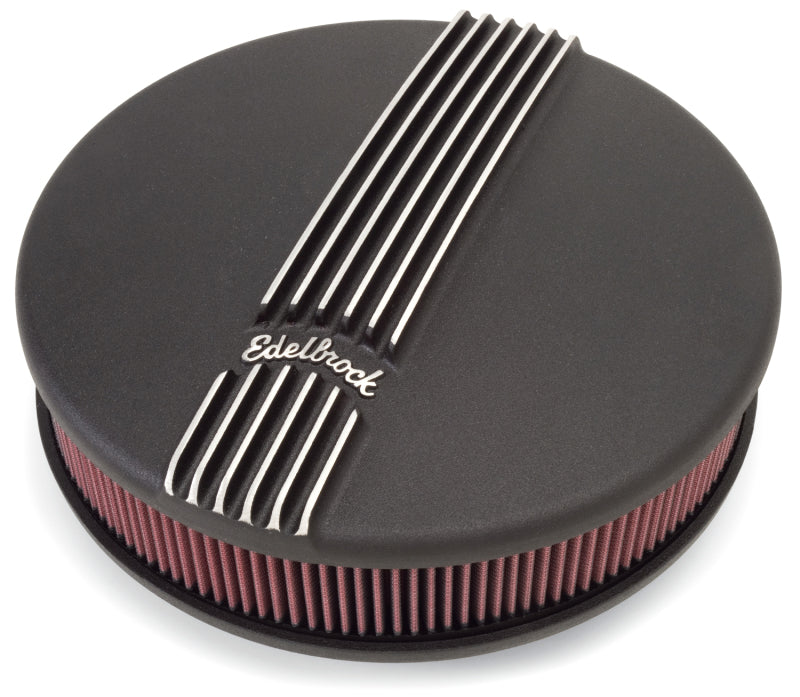 Edelbrock Air Cleaner Classic Series Round Aluminum Top Cloth Element 14In Dia X 3 9In Black - DTX Performance