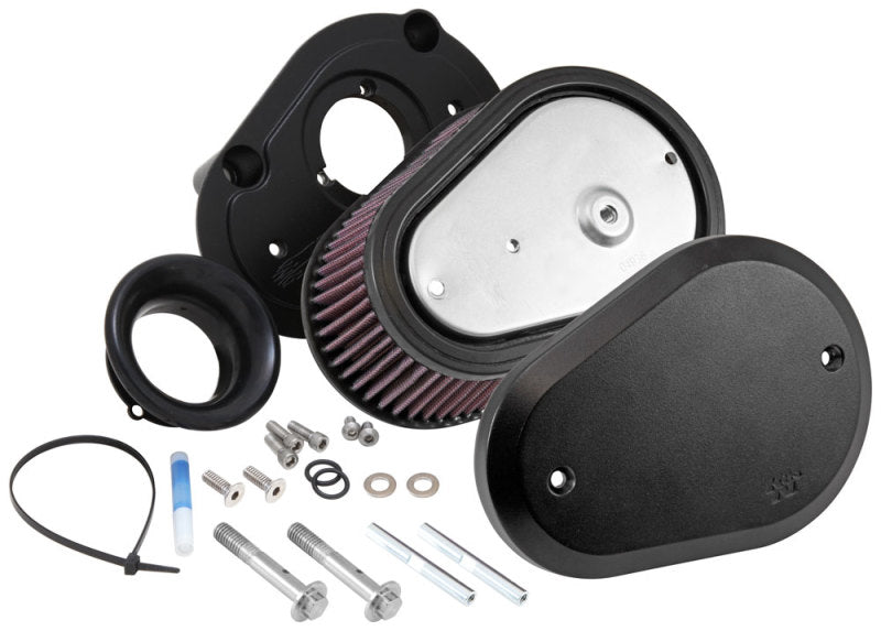 K&N Street Metal Intake System Flare - Black LG Capacity for Harley Davidson - DTX Performance