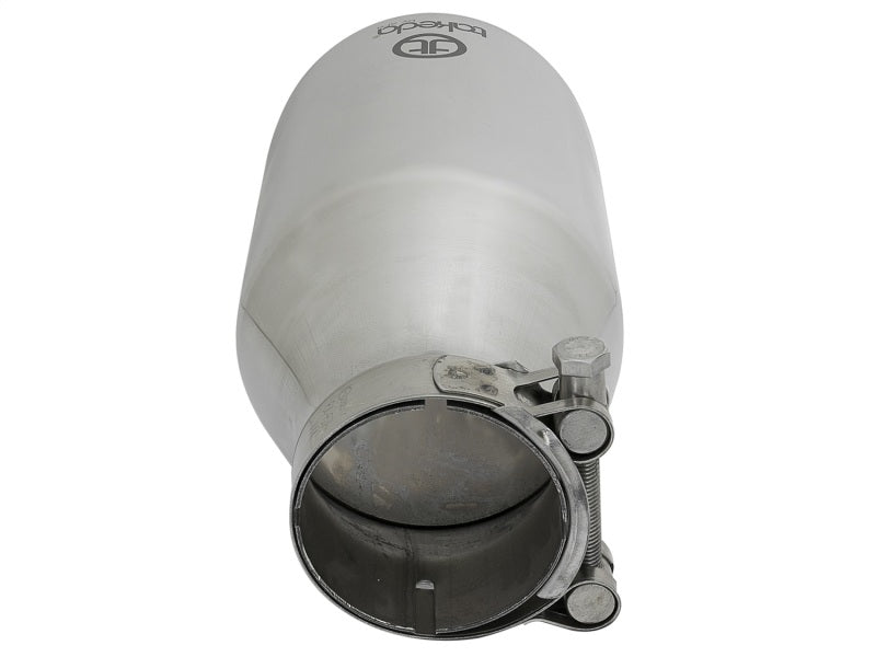 aFe Takeda 304 Stainless Steel Clamp-On Exhaust Tip 2.5in. Inlet / 4.5in. Outlet / 9in. L - Polished - DTX Performance