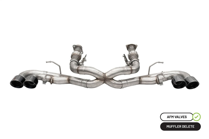 Corsa 2020 Corvette C8 3in Xtreme Cat-Back Exhaust 4.5in Blk Quad Tips - Integrates stock AFM Valve - DTX Performance