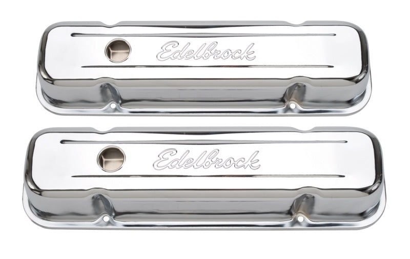 Edelbrock Valve Cover Signature Series Pontiac 1962-1979 301-455 CI V8 Tall Chrome - DTX Performance