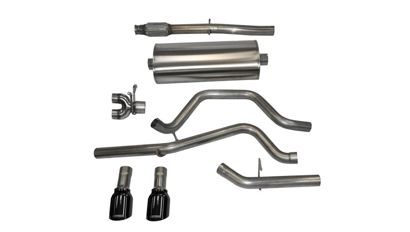 Corsa 14 GMC Sierra/Chevy Silv 1500 Crew Cab/Short Bed 5.3L V8 Black Sport Dual Rear CB Exhaust - DTX Performance