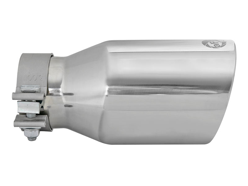 aFe MACH Force-Xp Univ 304 SS Double-Wall Clamp-On Exhaust Tip - Polished - 3in Inlet - 4.5in Outlet - DTX Performance