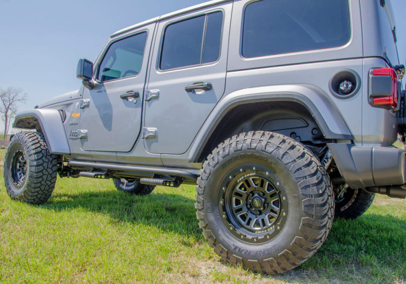 N-Fab RKR Rails 2018 Jeep Wrangler JL 4 Door Dab Length - Gloss Black - 1.75in - DTX Performance