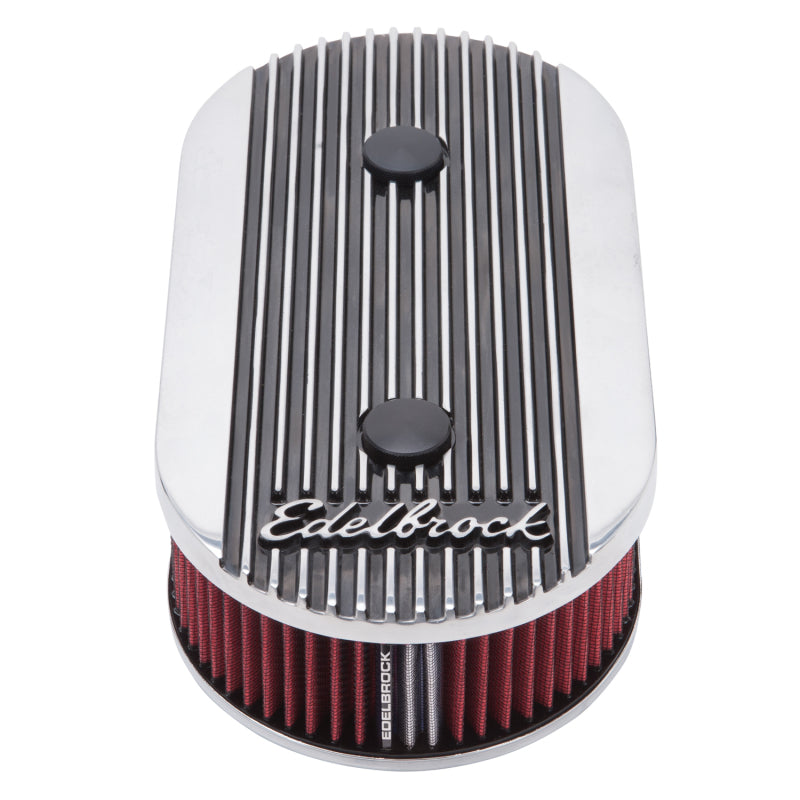 Edelbrock Air Cleaner Elite II Oval Dual-Quad Carbs 2 5In Red Element Polished - DTX Performance