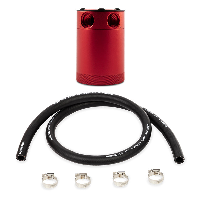 Mishimoto Compact Baffled Oil Catch Can - 2-Port - Red - DTX Performance