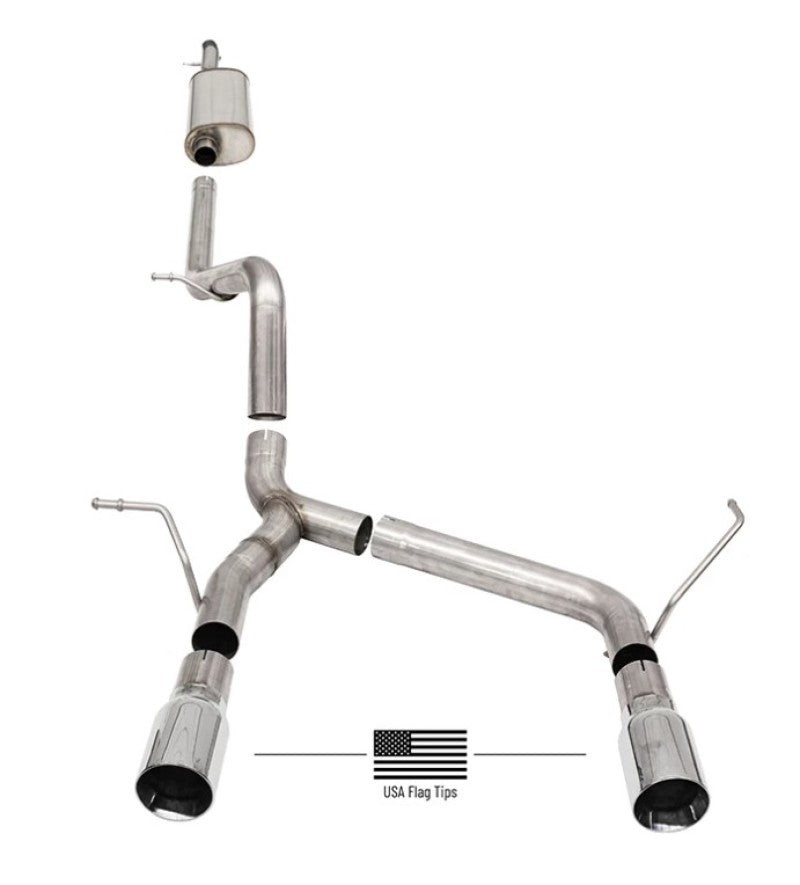 Corsa 07-18 Jeep Wrangler JKU 3.6L/3.8L 2.75in Sport Cat-Back Exhaust w/ 4in American Flag Tips - DTX Performance